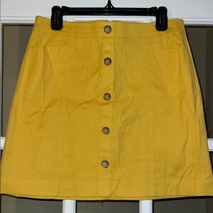 LOFT Bright Yellow Button-Front Mini Skirt